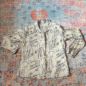 Vintage Austin Reed 100% Silk Cream and Black Design Blouse